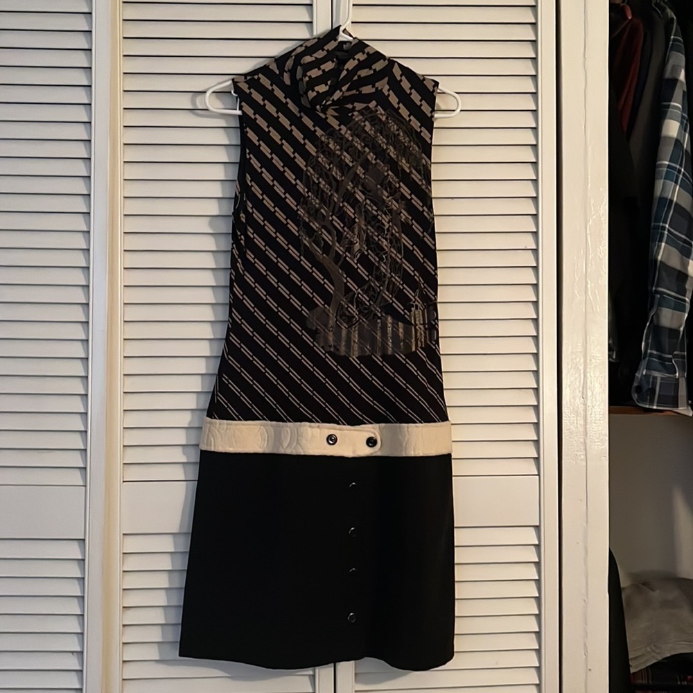 Custo Barcelona Black and Cream Sleeveless Mini Dress